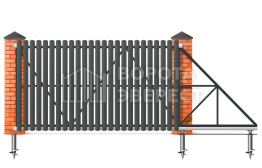 Ворота откатные 2500×3000 из штакетника ВЭ-5476